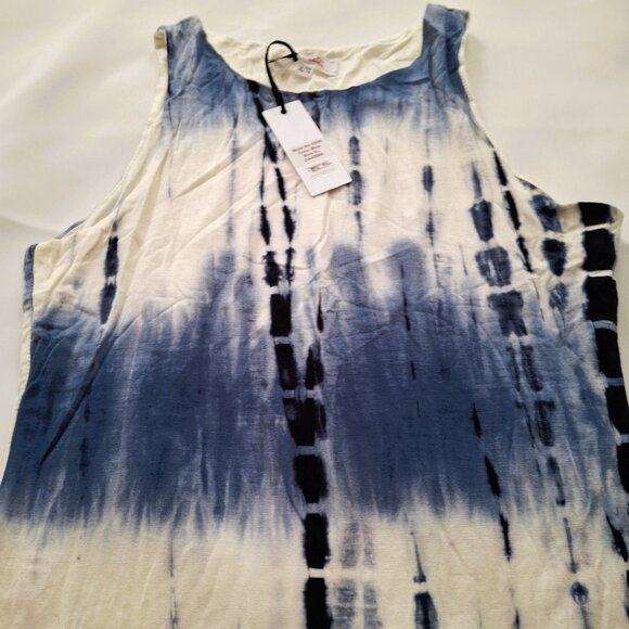 Sonice Collection Women M Sleeveless Bodycon Blue White Tie-Dye Dress Stretchy - Picture 13 of 16